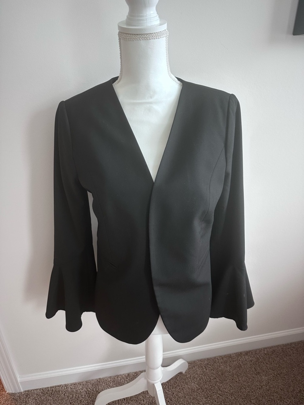 The Limited Black V-Neck Blazer with Flared Cuffs